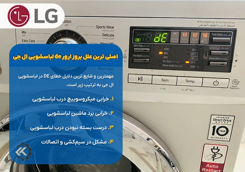 دلایل ارور DE در لباسشویی ال جی